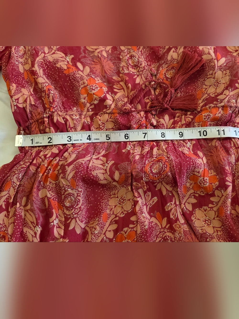 Free People Stealing Fire Mini Dress Floral Boho Tassel Tie Long Sleeve (No Size - Picture 13 of 13